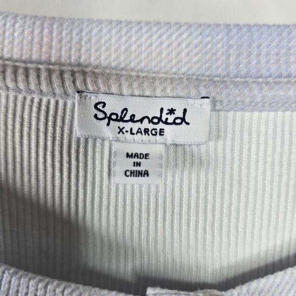 Splendid Juno Fuzzy Rib Henley Pastel Blue Pink Plaid Pajama Top Size XL - Picture 3 of 7